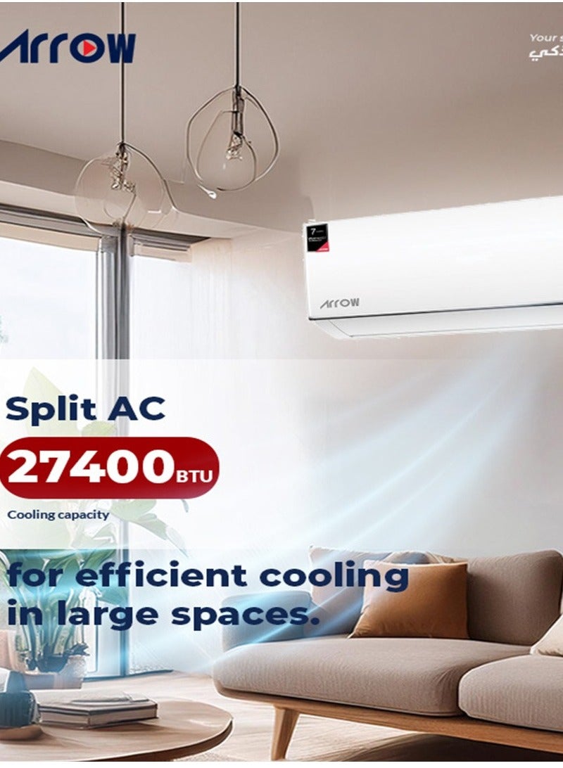 Arrow 27400 BTU Smart Cooling Split AC, R410A Refrigerant, Turbo Cooling, 37-58 m² Application Area, 1350 m³/h Indoor Airflow, Golden Fin, 16-30℃ Temperature Range | Model Name: RO-30SHC-S - Image 4