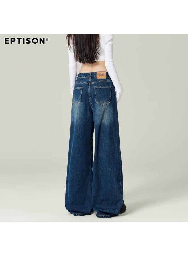 EPTISON Yipin Tiancheng "floor-dragging Wide Leg" Autumn Vintage Washed Denim Women's Loose-fit Slimming Wide Leg Pants For Women - Image 4