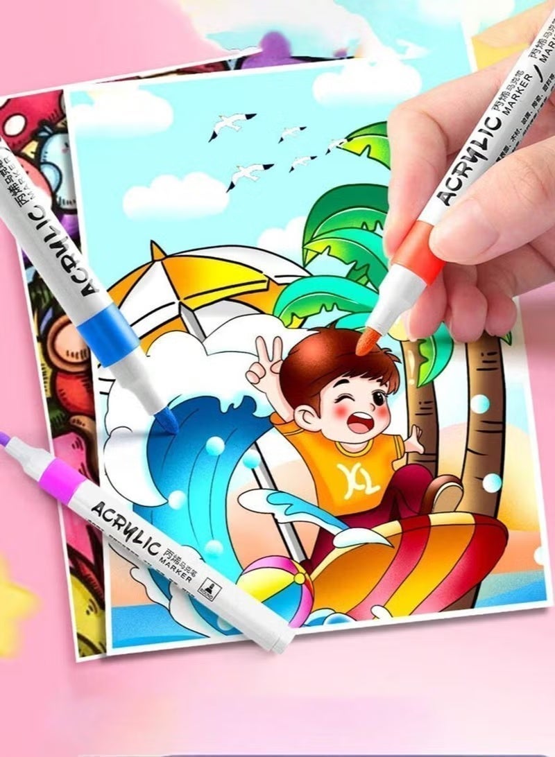 مجموعة أقلام تلوين أكريليك مكونة من 120 لونًا للأطفال والكبار، لوازم الرسم والفنون، تأتي مع حقيبة حمل أنيقة وقاعدة مطورة، لوازم فنية للعودة إلى المدرسة. - view 4