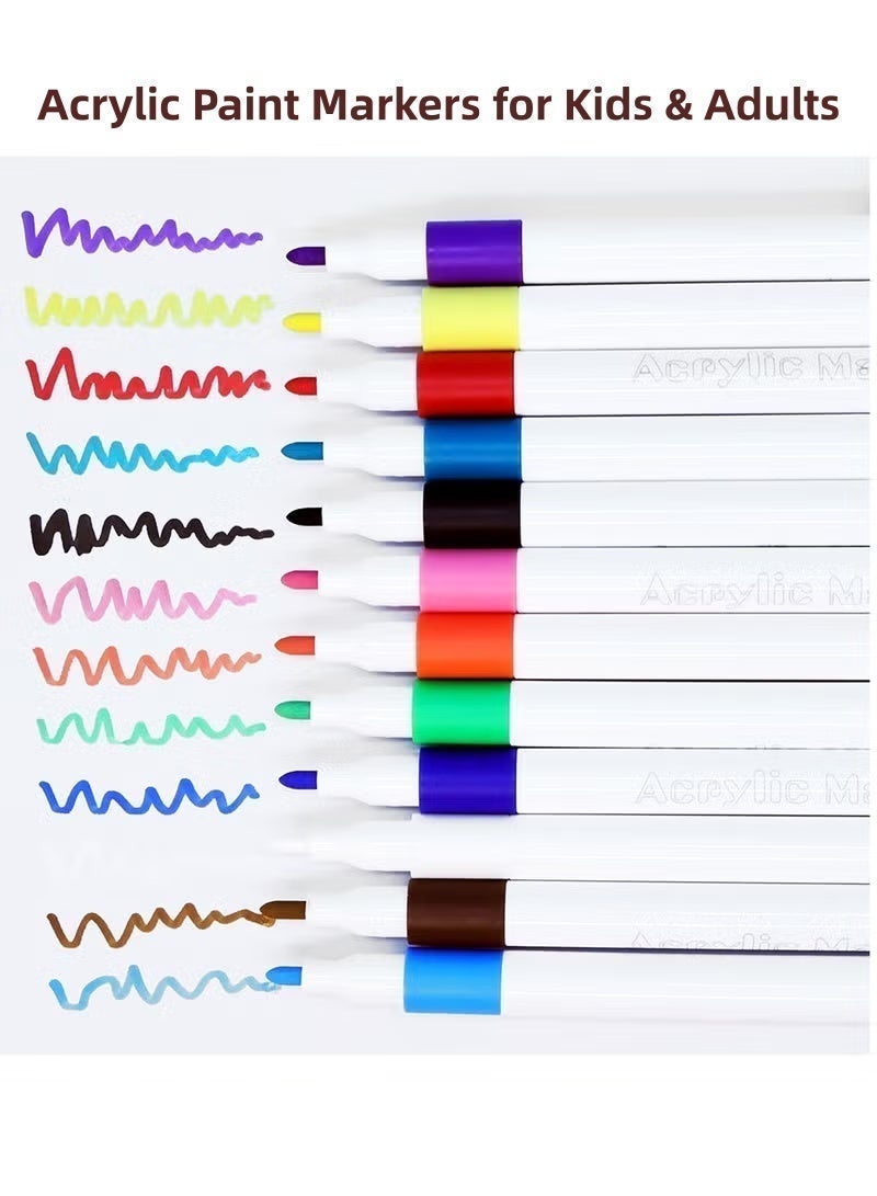 Zhi Jin 120 Colors Acrylic Marker Set Acrylic Paint Markers for Drawing Rock Painting Coloring Markers Kids Drawing Supplies Non Toxic Quick Dry Rock Painting Markers with Carrying Bag - Image 2