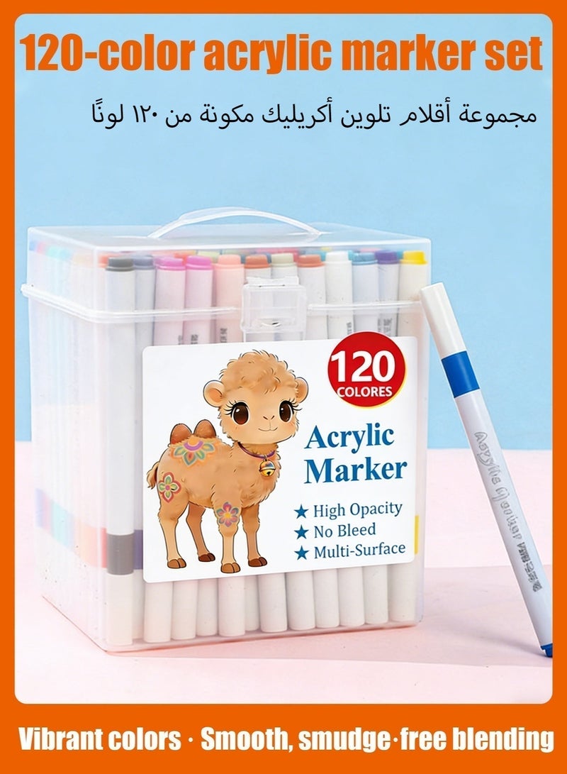 Zhi Jin 120 Colors Acrylic Marker Set Acrylic Paint Markers for Drawing Rock Painting Coloring Markers Kids Drawing Supplies Non Toxic Quick Dry Rock Painting Markers with Carrying Bag - Image 1