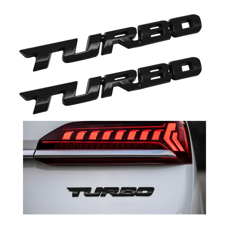 Yourkar 2PCS Turbo Car Emblem Decal 3D Metal Turbo Badge for Auto Side Body Fender Trunk Zinc Alloy Badge Decals Sticker for All Vehicles Trucks SUV Universal Car Accessories Black - Image 3