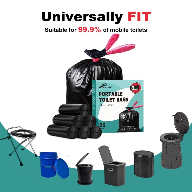 Ann Katy Portable Toilet Bagsï¼ŒDrawstring Camping Toilet Bags Toilet Trash Bags Leak-Proof, Waste Bags for Camping, Hiking, Traveling,Emergency, Outdoor Activities - Image 5