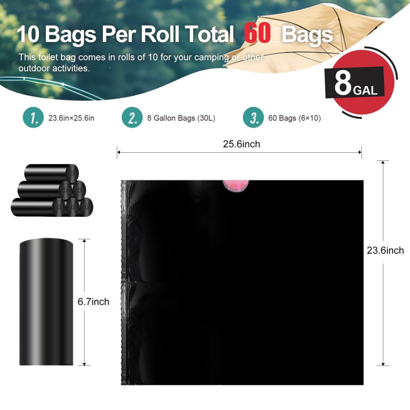 Ann Katy Portable Toilet Bagsï¼ŒDrawstring Camping Toilet Bags Toilet Trash Bags Leak-Proof, Waste Bags for Camping, Hiking, Traveling,Emergency, Outdoor Activities - Image 2