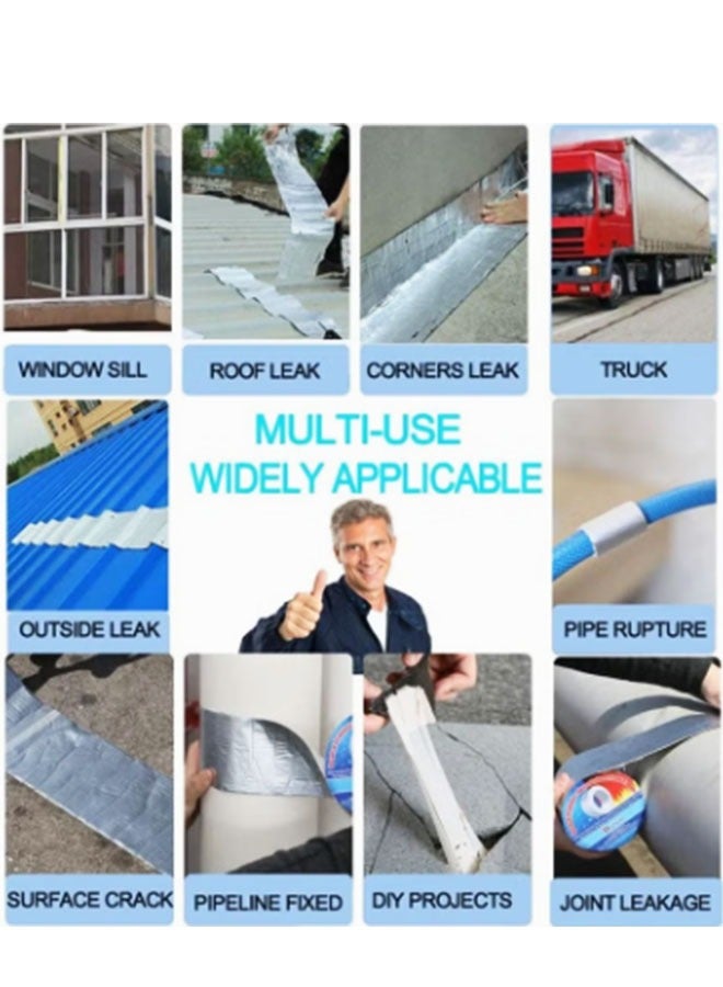 1 لفة احترافية من رقائق الألومنيوم بوتيل الشريط، شريط لاصق ذاتي اللصق مقاوم للماء لسقف المنزل والحمام والمطبخ (5 متر) - Image 4