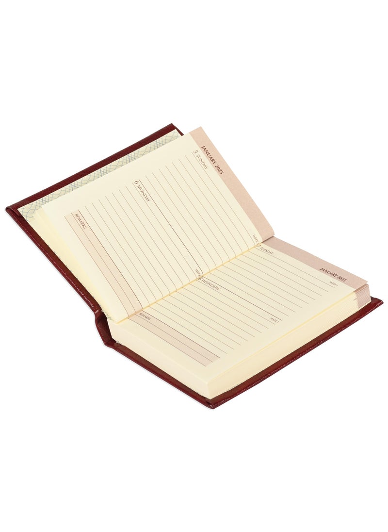 FIS FIS Bonded Leather Pocket Diary 2025 (English) Hard Cover Maroon - FSDI10EB25MR  - Image 2