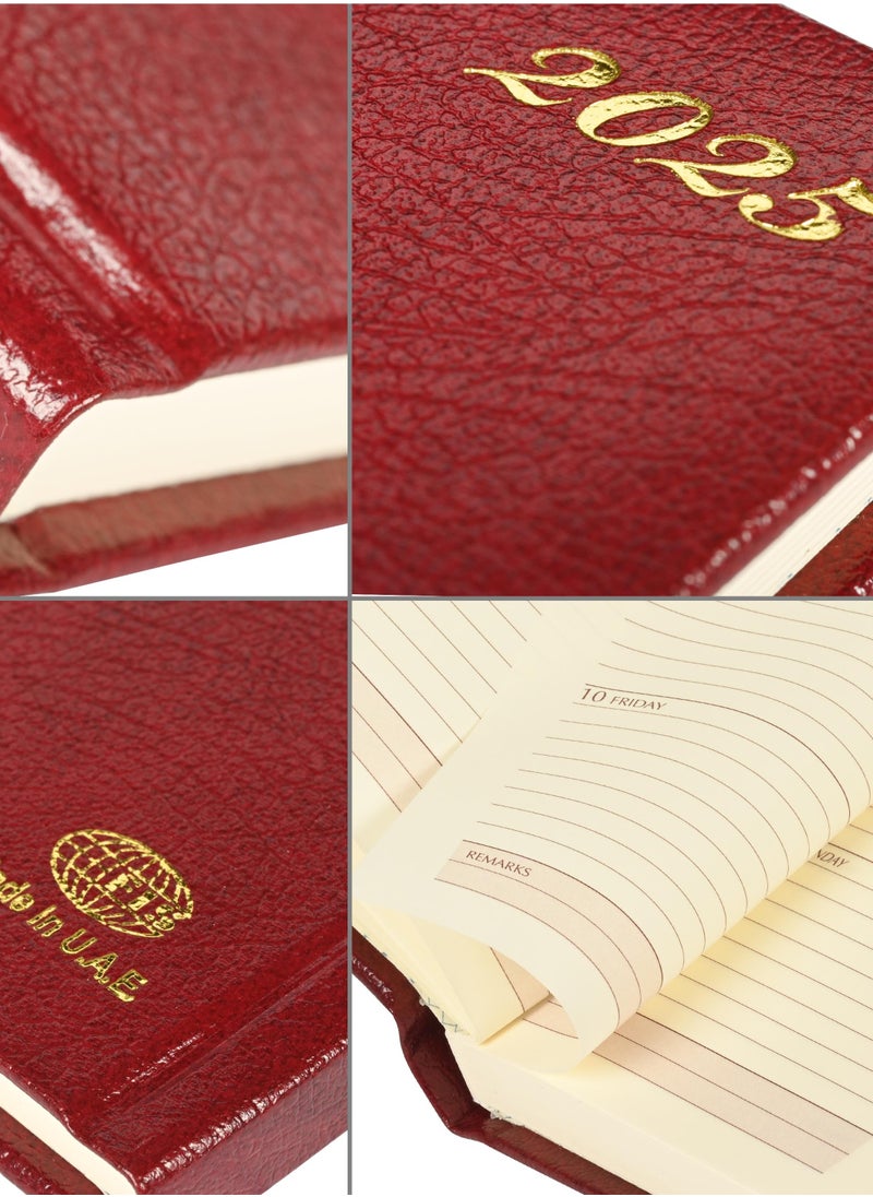 FIS FIS Bonded Leather Pocket Diary 2025 (English) Hard Cover Maroon - FSDI10EB25MR  - Image 3