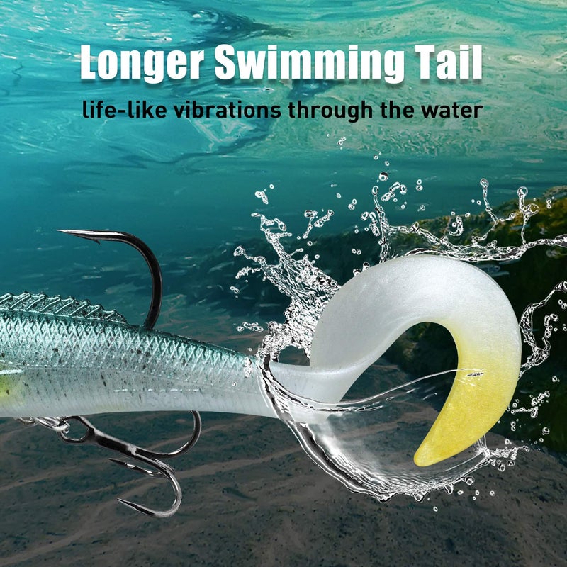 TRUSCEND Pre-Rigged Fishing Jigs, 1:50 Super Durable Soft Swimbait, Well-Made Lifelike Fishing Lures, Weedless Lure for Bass Trout Walleye, Saltwater Fishing Gear - Image 3