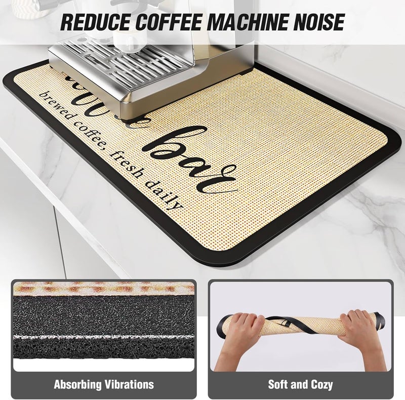 DK177 Coffee Mat - Dish Drying Mat for Kitchen Counter, Hide Stain, Absorbent with Waterproof Rubber Backing, Fit Kitchen Dish Rack Bar Accessories (Coffee Bar, 19" x 12") - Image 4
