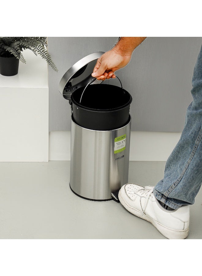 Royalford 7 liter Pedal Dustbin- RF12090/ Step On, Steel Pedals, Iron Handle, Plastic Base, for Waste Disposal, with Removable Inner bucket/ Trash Can for Home, Office, Bathroom, School, Restaurant/ Stainless Steel Bin, Slow Closing Lid and Hands Free Opening/ Silver - Image 4
