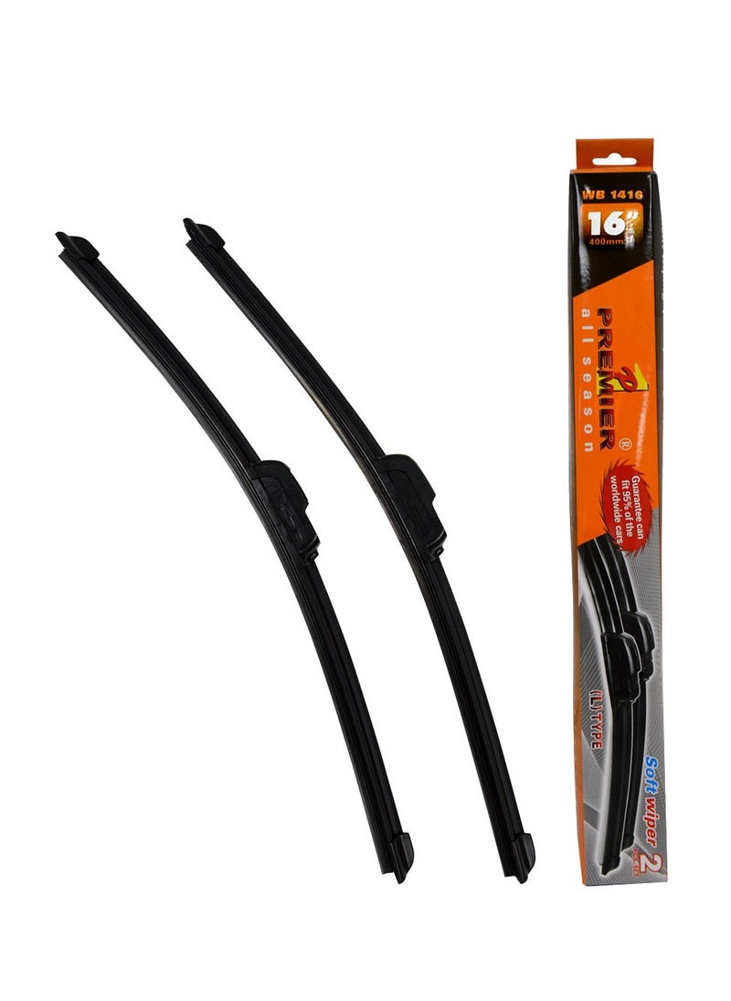 Al Khateeb Universal Soft Wiper Blade, Frameless "L Type" 400Mm/16" - 2Pcs/Box 