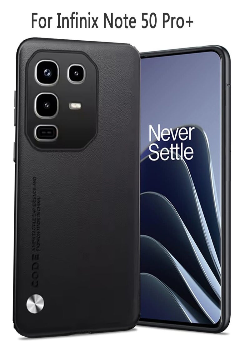 for Infinix Note 50 Pro+ Case, Soft TPU Artificial Leather case,Extremely Light Ultra-Light Camera Protection Leather Cover Case for Infinix Note 50 Pro+ (Black)  - Image 1