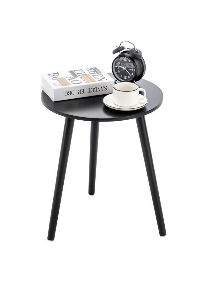 Apicizon Black Round Side Table, Black End Table for Small Spaces, Simple Nightstand for Living Room, Bedroom, Bedside Table Nursery Table with Black Wood Legs, 16.5 x 20.5 Inches - Image 1