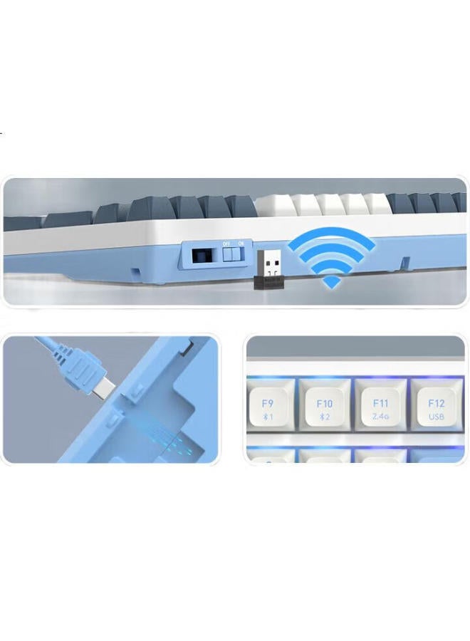 A4TECH A4Tech Fws300R 99-Key Wired/Wireless/Bluetooth Tri-Mode Customizable Mechanical Keyboard, Full Hot-Swappable For Office, E-Sports, Gaming, Feifei Climbing - Image 1