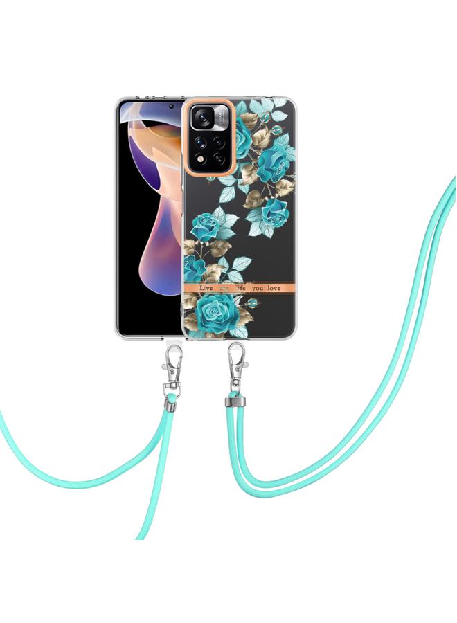 Case For Xiaomi Redmi Note 11 Pro / Redmi Note 11 Pro+ Flowers Series TPU Phone Case with Lanyard