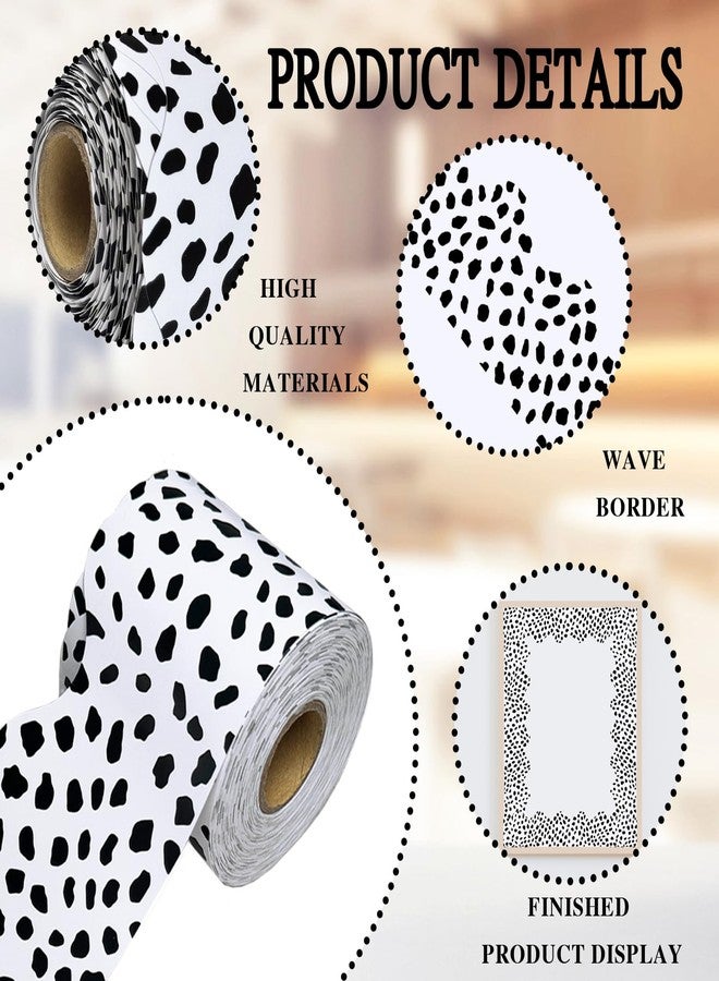 YCDMLJC Bulletin Board Borders Black and White Dot,Suitable for Poster Boards,Whiteboard,Wall Decoration,Scalloped Wavy Rolled Trim Classroom Back to School Decor(Wavy Black Dot) - Image 3