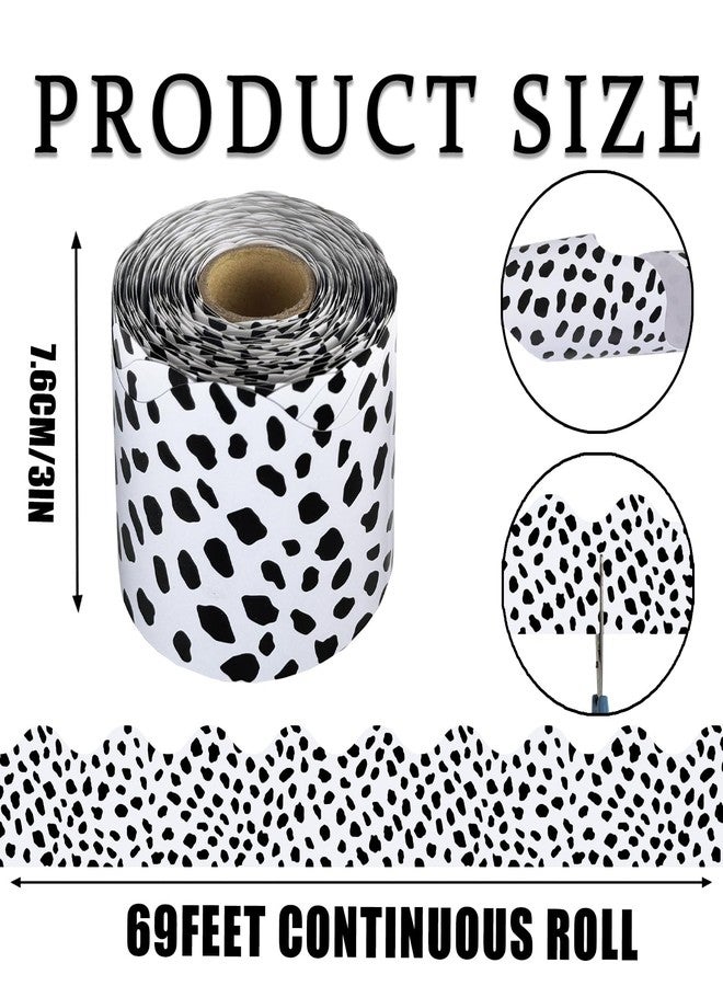 YCDMLJC Bulletin Board Borders Black and White Dot,Suitable for Poster Boards,Whiteboard,Wall Decoration,Scalloped Wavy Rolled Trim Classroom Back to School Decor(Wavy Black Dot) - Image 2