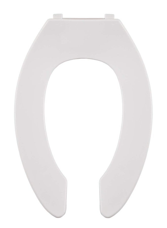 Centoco Elongated Toilet Seat, Open Front No Cover, Commercial, Stainless Steel Hinges, Plastic, Made in the USA, 550STSCC-001, White - Image 1