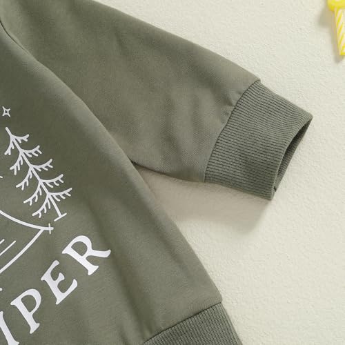Frietlebird First Birthday Outfit Boy 1st Birthday Outfit Boy Long Sleeve One Happy Camper Sweatshirt Pants Wild One Birthday Outfit (L-Army Green,12-18 Months) - Image 4