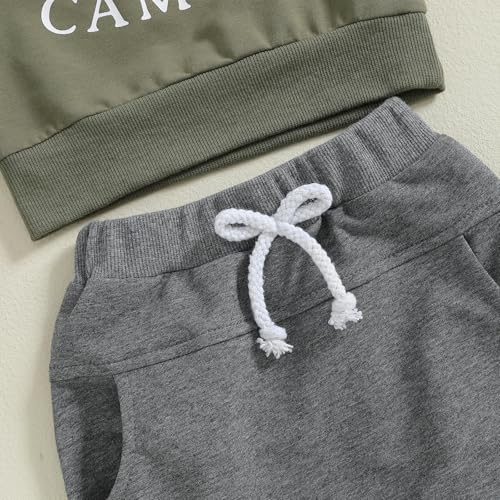 Frietlebird First Birthday Outfit Boy 1st Birthday Outfit Boy Long Sleeve One Happy Camper Sweatshirt Pants Wild One Birthday Outfit (L-Army Green,12-18 Months) - Image 5
