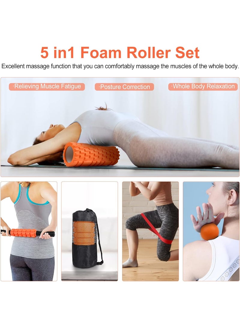 Generic Foam Roller for Yoga, 5-in-1 Fascia Roller Set, Muscle Roller, Fascia Roller, Fascia Ball, Resistance Bands and Storage Bag for Fascia Training, Yoga, Sports, Fitness, Pilates - Image 3