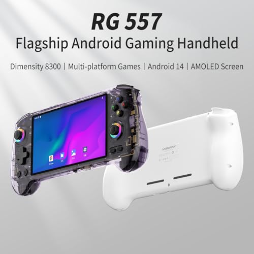 Voacle RG557 Retro Handheld Game Console , 5.48 Inch AMOLED Screen Handheld Emulator Android 14 System Dimensity 8300 Processor Support WiFi 6E Bluetooth 5.3(Transparent Purple) - Image 2