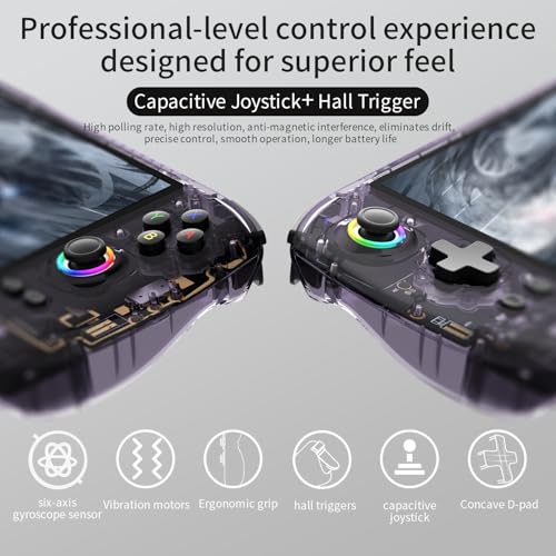 Voacle RG557 Retro Handheld Game Console , 5.48 Inch AMOLED Screen Handheld Emulator Android 14 System Dimensity 8300 Processor Support WiFi 6E Bluetooth 5.3(Transparent Purple) - Image 4