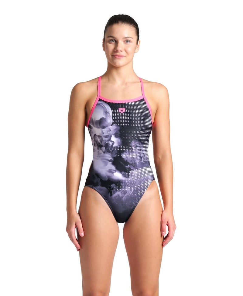 ARENA Performance Womens Airbrush Challenge Back Swimsuit Sporty One Piece Ladies Bathing Suit Athletic Swimwear Shocking PinkBlackMulti US Size 30