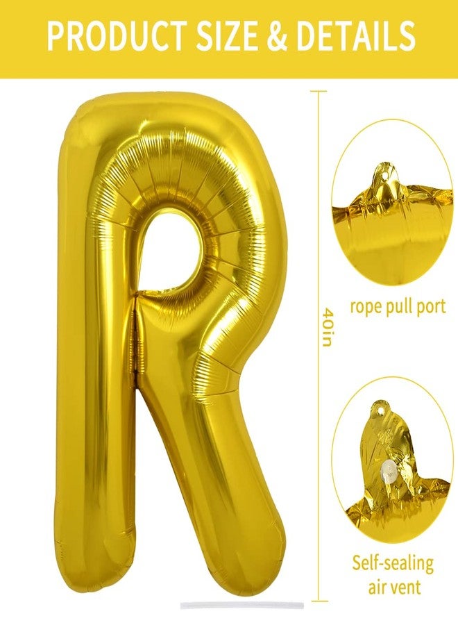 TONIFUL 40 Inch Large Gold Letter R Balloons, Foil Mylar Big Balloons for 2026 New Year Eve Graduation Wedding Baby Shower Birthday Party Anniversary Supplies Decorations - Image 2