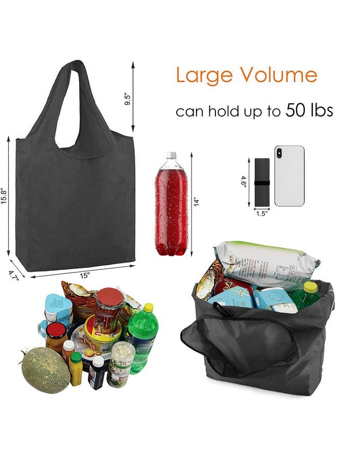 BeeGreen 10 Pack Black Reusable Grocery Bags with Storage Pouch Reusable Shopping Bags Bulk with Elastic Band 50LBS X-Large-Foldable-Washable-Heavy Duty-Waterproof Grocery Tote Bags - Image 2