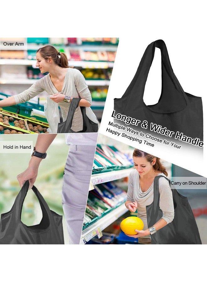 BeeGreen 10 Pack Black Reusable Grocery Bags with Storage Pouch Reusable Shopping Bags Bulk with Elastic Band 50LBS X-Large-Foldable-Washable-Heavy Duty-Waterproof Grocery Tote Bags - Image 4