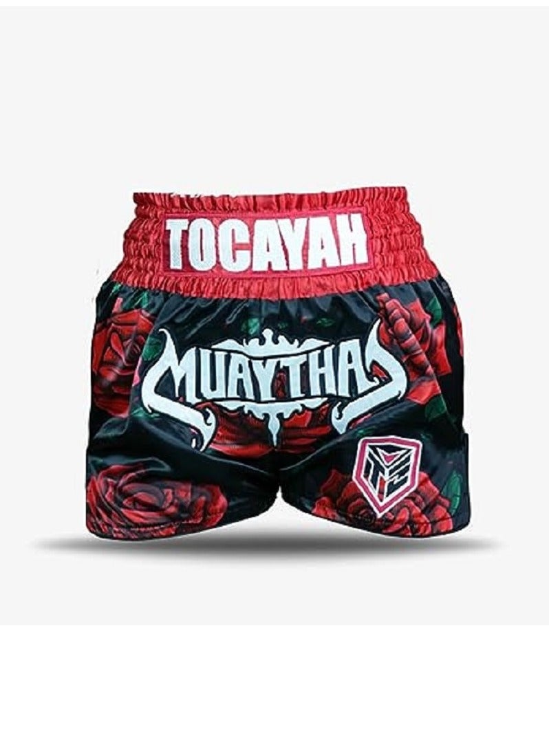 TOCAYAH Flower Muay Thai Short | Training Cage Fighting Grappling Martial Arts Kickboxing Shorts | Men Women Kickboxing High Grade Fight Training Workout Trunk - Image 2