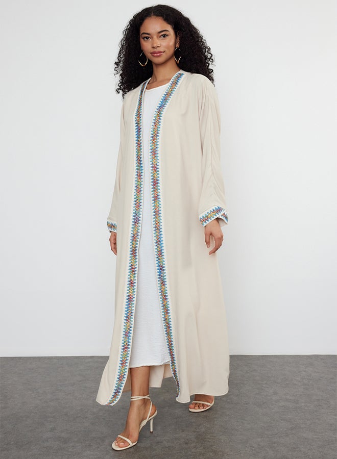 trendyol Stone Colored Accessory Ribbed Woven Cap & Abaya & Abaya TCTSS24KF00033 - Image 3