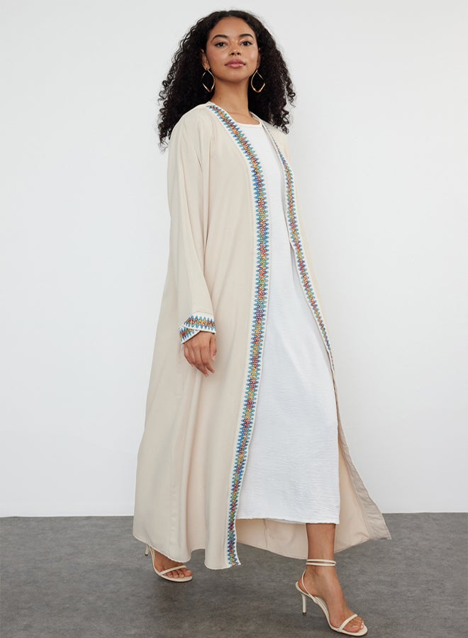 trendyol Stone Colored Accessory Ribbed Woven Cap & Abaya & Abaya TCTSS24KF00033 - Image 1