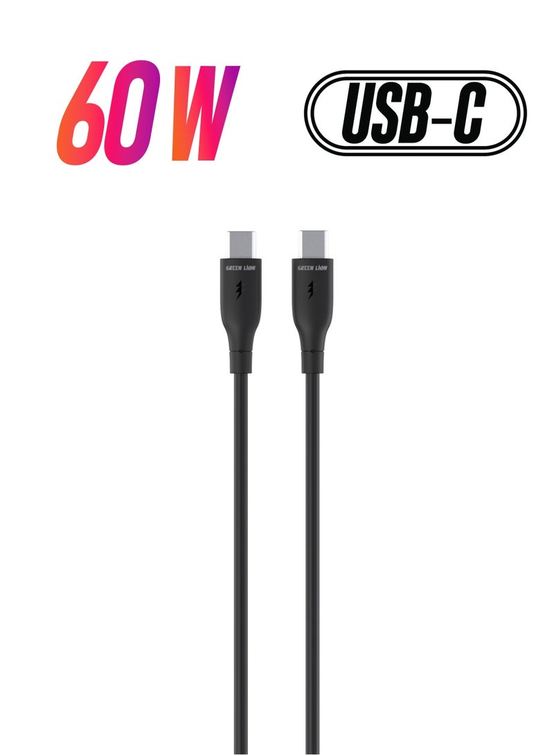 GREEN LION USB-C to USB-C PVC Cable / 1m Cable Length / High Transfer Speed / 60W Power Charging / Secure & Safe / Wide Compatible / Charge & Sync / 10,000 Bends Life Span - Black - Image 1