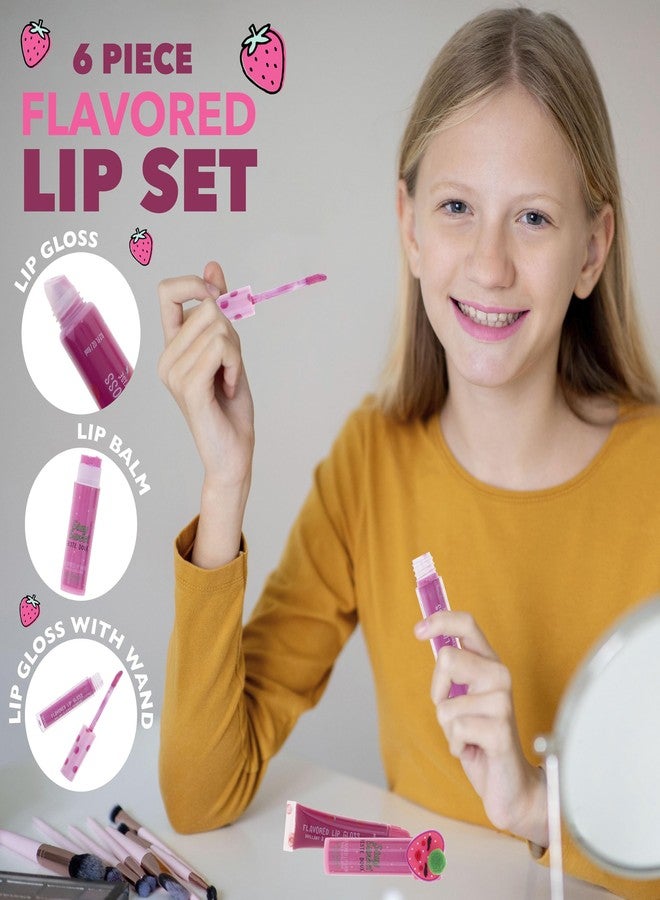 EXPRESSIONS 6pc Lip Set - Strawberry Flavored Lip Gloss & Balm Kit, Fruity Flavored for Girls | Safe and Non-Toxic Gift Set - Image 5