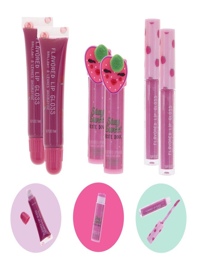 EXPRESSIONS 6pc Lip Set - Strawberry Flavored Lip Gloss & Balm Kit, Fruity Flavored for Girls | Safe and Non-Toxic Gift Set - Image 1