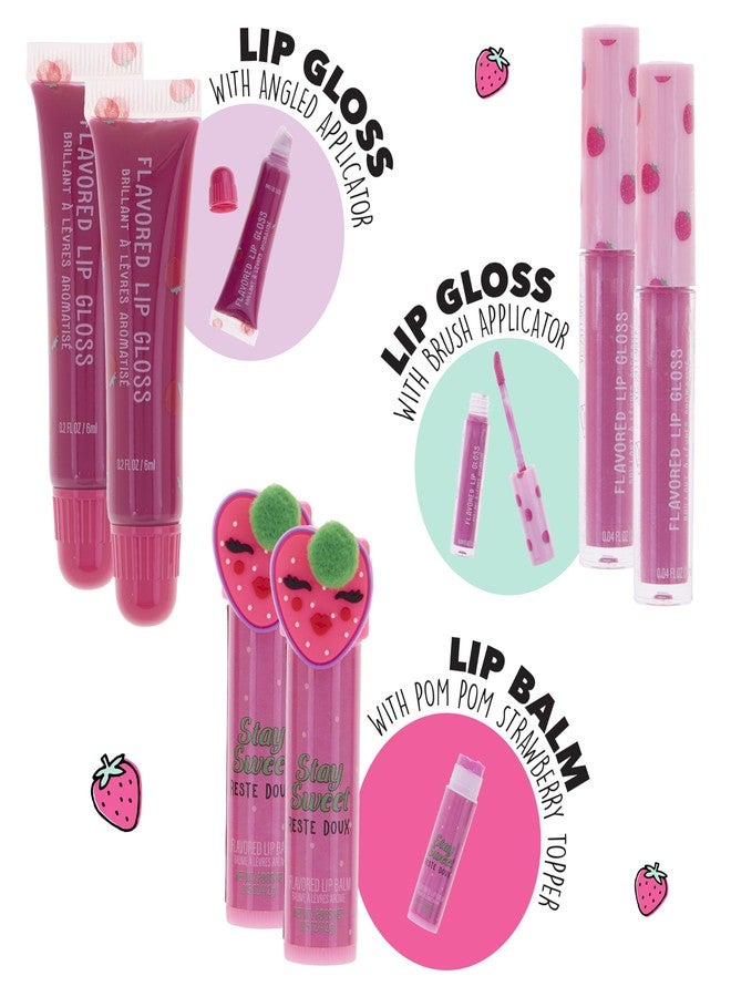 EXPRESSIONS 6pc Lip Set - Strawberry Flavored Lip Gloss & Balm Kit, Fruity Flavored for Girls | Safe and Non-Toxic Gift Set - Image 2