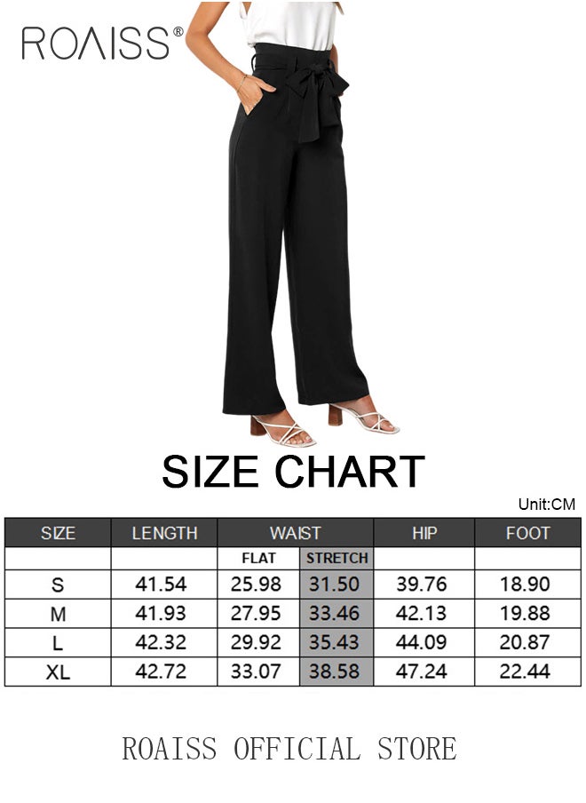 roaiss Women Career Suit Pants with Light Business Style Relaxed Straight Leg Trousers Versatile Wide Leg Long Pants with Waist Belt Perfect for Stylish and Sophisticated Commute  - Image 2