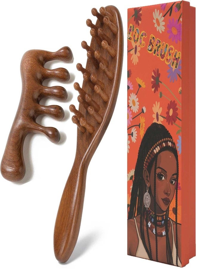 Moreinday Loc Brush for Dreads, Loc Comb, Wooden Scalp Comb for Hair Growth - Sandalwood - Image 1