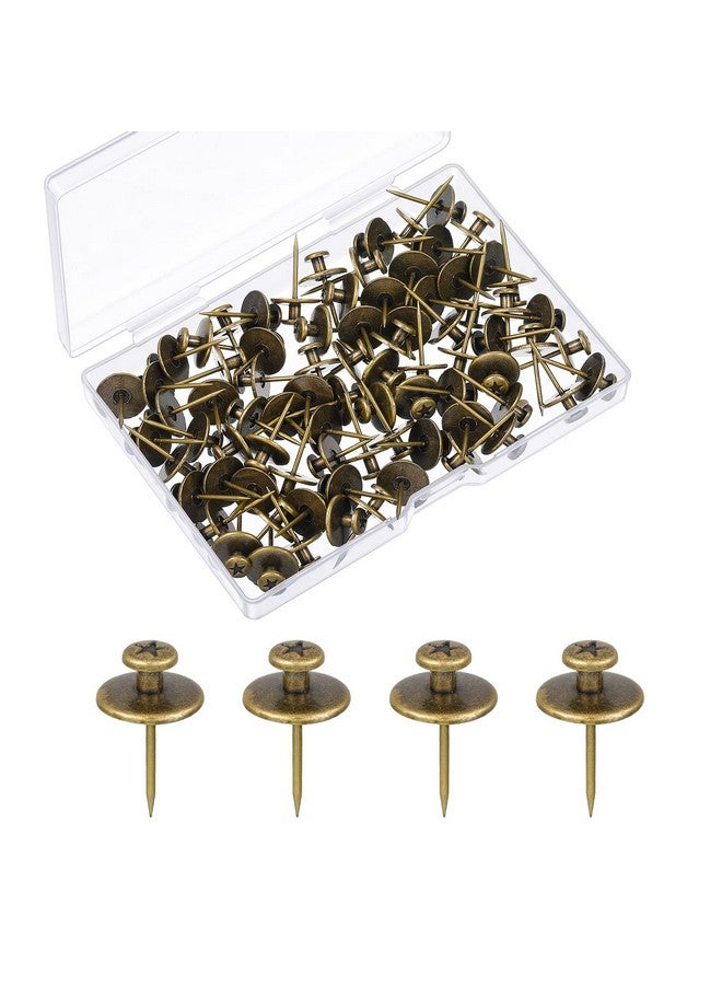 Hotop Double Headed Picture Hangers Nails Small Head Thumb Tacks Wall Hanging Picture Photo Hanging Hook Pins For Home Office Hanging Picture Photo Decorations (Bronze 50 Pieces) - Image 1