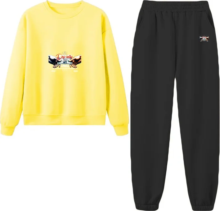 دوغ فش Tracksuit Oversize Dollardynasty Printed Tracksuit,lover,couple Combination Yellow