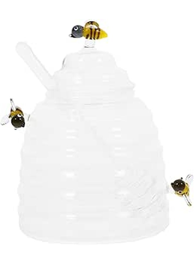 High Borosilicate Glass Honey Pot With Dipper Stick Kitchen Syrup Dispenser Food Storage Jar - Image 1