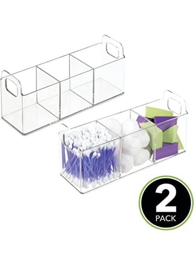 SMARTPOINTS Acrylic 3-Compartment Bathroom Organizer Storage Bin - Divided Makeup Caddy and Hair/Beauty Product Holder Tray - Perfect for Vanity, Counter, and Cabinet - Lumiere Collection, 2 Pack  - Image 2