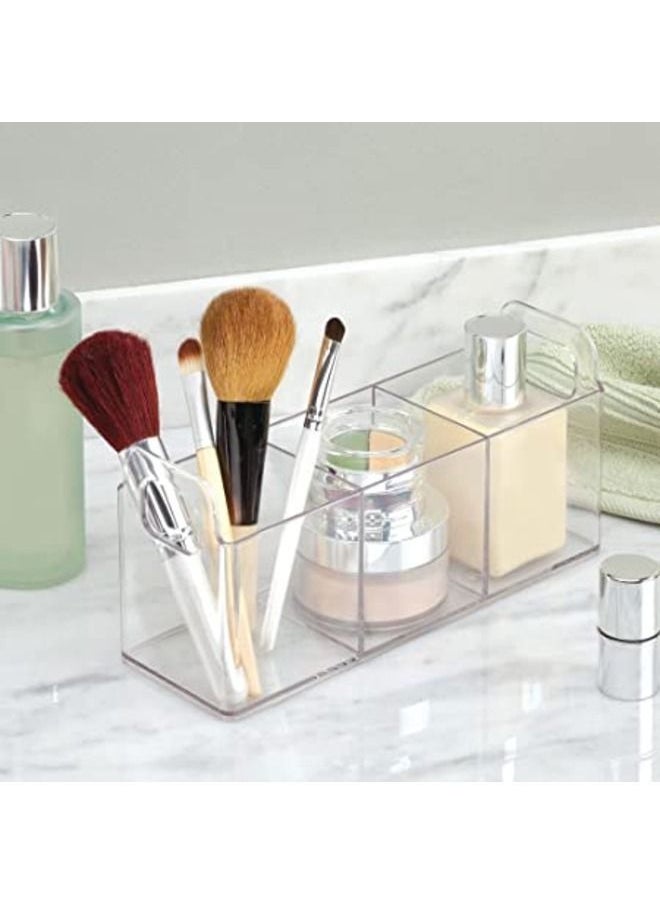 SMARTPOINTS Acrylic 3-Compartment Bathroom Organizer Storage Bin - Divided Makeup Caddy and Hair/Beauty Product Holder Tray - Perfect for Vanity, Counter, and Cabinet - Lumiere Collection, 2 Pack  - Image 3