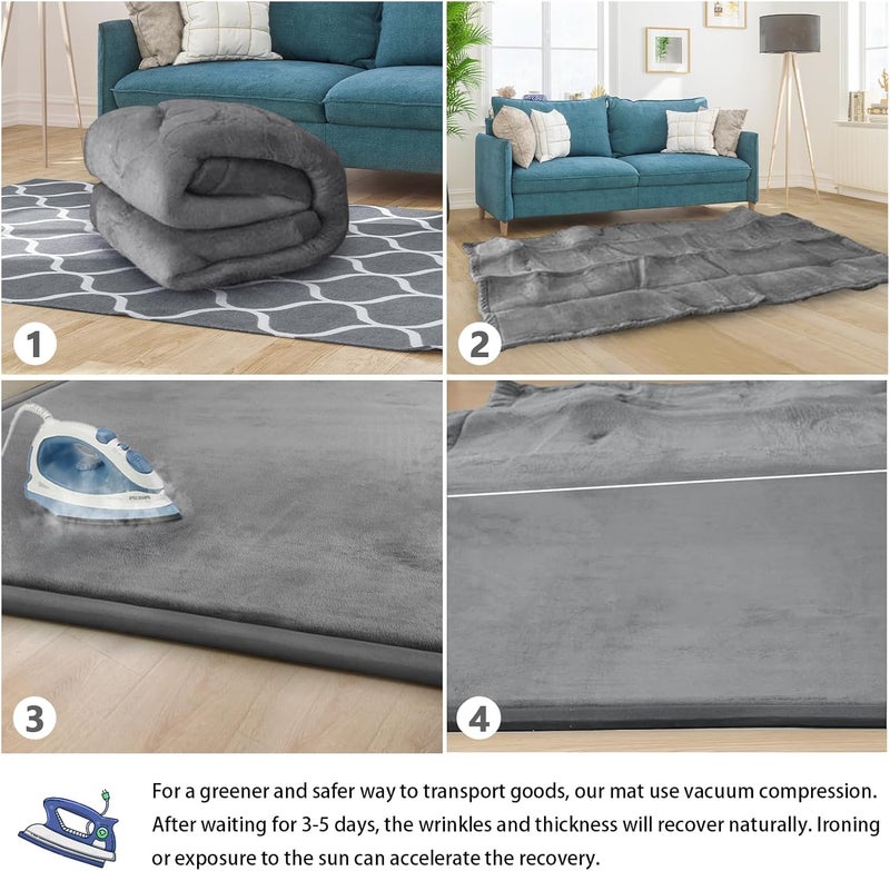 ILPEOD Baby Play Mat 1.2" Thick Memory Foam Nursery Rug - 4’11” X 3’28” Non-Slip Crawling Mat (Grey) - Image 5
