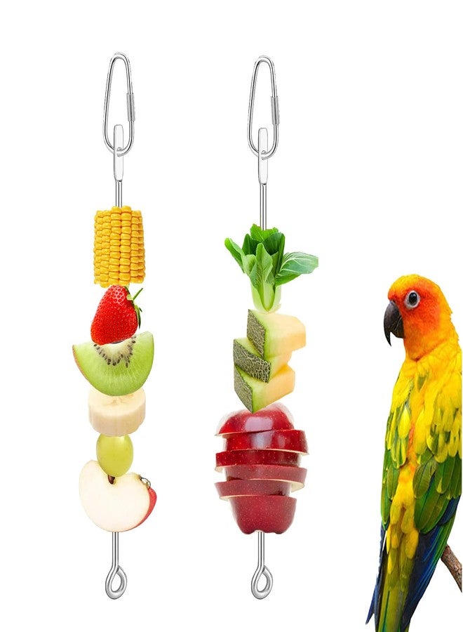 KFZDCG 3Pcs Parrot Fruit Vegetable Skewer, Bird Food Holder Small Animal Fruit Vegetable Holder Stainless Steel Bird Parrot Skewer for Parakeet Budgie Conure Macaw - Image 5
