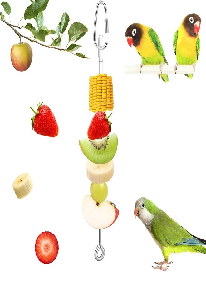 KFZDCG 3Pcs Parrot Fruit Vegetable Skewer, Bird Food Holder Small Animal Fruit Vegetable Holder Stainless Steel Bird Parrot Skewer for Parakeet Budgie Conure Macaw - Image 3