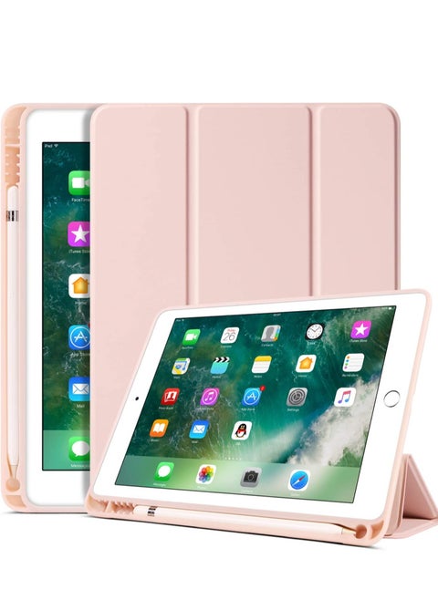 iPad 6th Generation Case, iPad 5th Generation Case with Pencil Holder,Folding Stand Smart Auto Wake/Sleep Protective Tablet Case Cover for Apple iPad 9.7 Inch 2018/2017, Pink