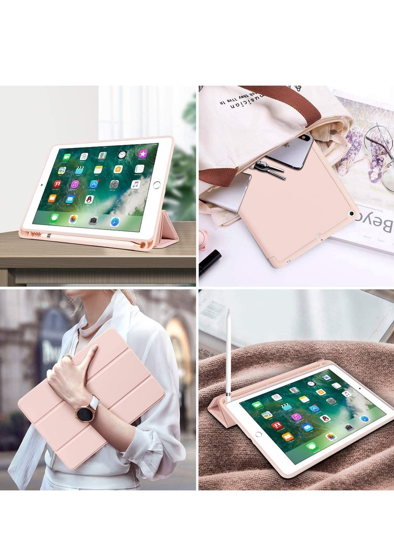 iPad 6th Generation Case, iPad 5th Generation Case with Pencil Holder,Folding Stand Smart Auto Wake/Sleep Protective Tablet Case Cover for Apple iPad 9.7 Inch 2018/2017, Pink